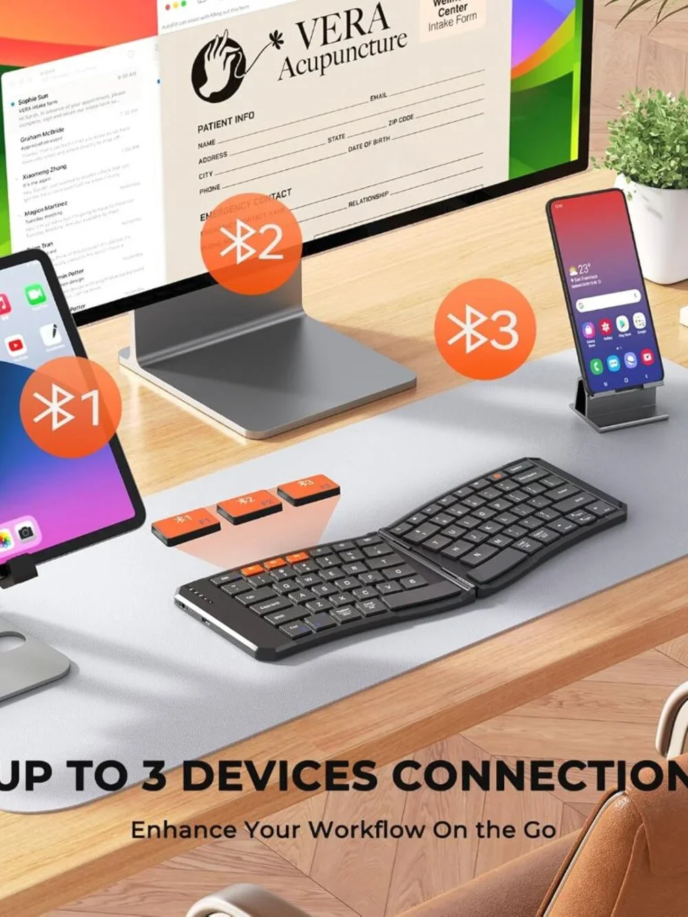 Ultra-Thin Folding Wireless Keyboards for iOS Android Windows Mac Tablet PC